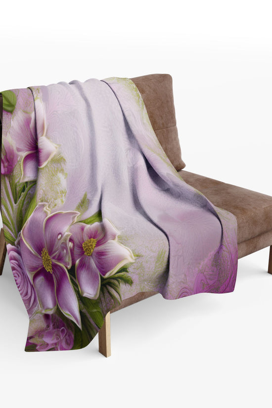 Floral Pink Vintage Fleece Blanket