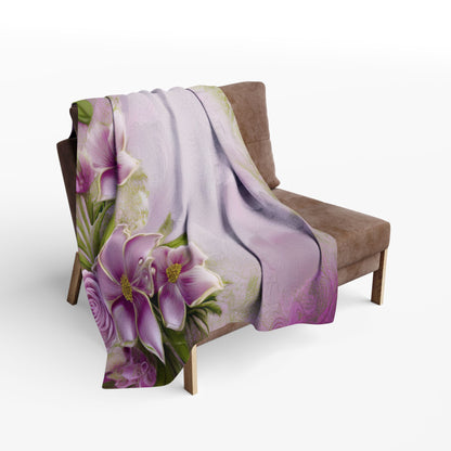 Floral Pink Vintage Fleece Blanket