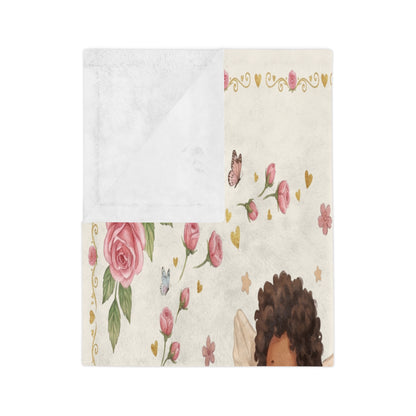 You Were Loved Before You Arrived Velveteen Pink Roses Baby Blanket
