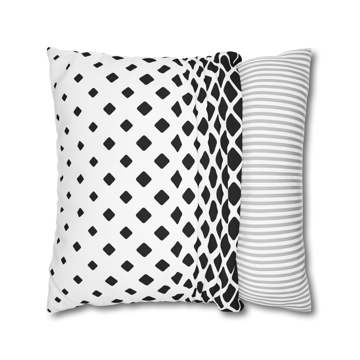 Geometric Black & White Square Pillow Cover — Modern Lattice Accent Pillowcase
