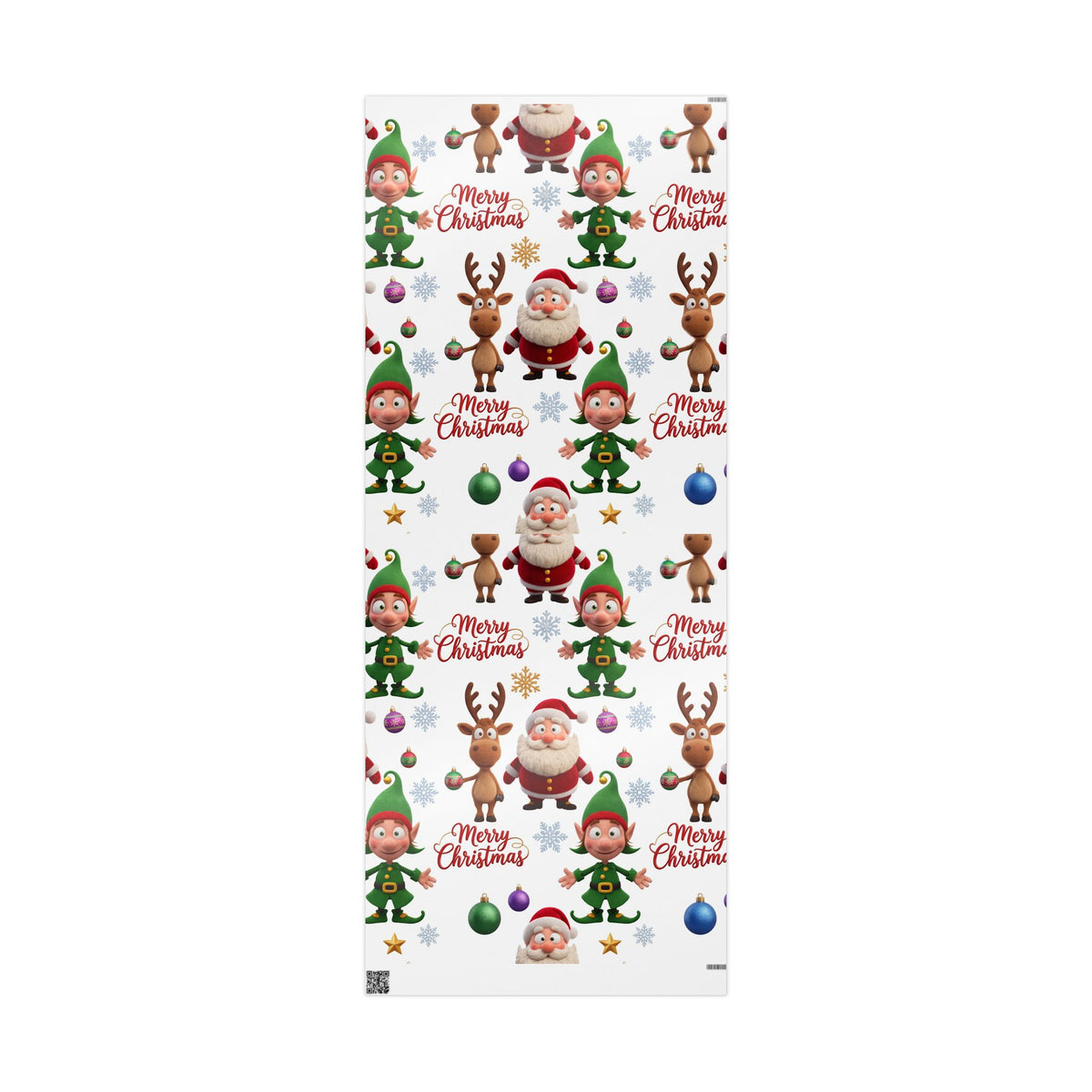 Christmas Elf Wrapping Paper Roll — Cute Holiday Gift Wrap with Elves & Trees