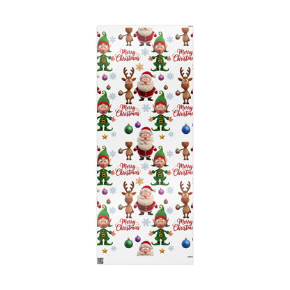 Christmas Elf Wrapping Paper Roll — Cute Holiday Gift Wrap with Elves & Trees