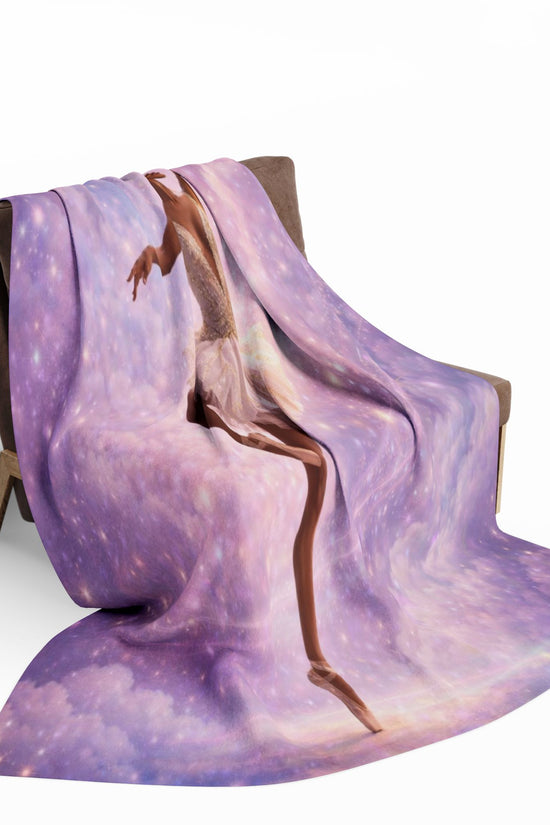 Ballet Dream Fleece Blanket — Ethereal Ballerina in Pink Galaxy by Grace Canvas Shop