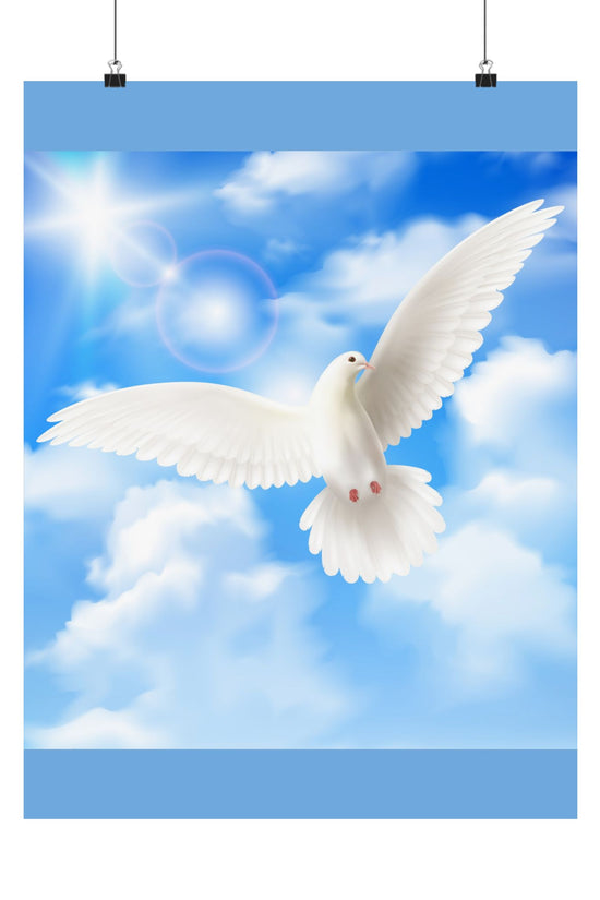 Blue Sky Satin Poster – Inspirational Peace Wall Art by Grace Canvas Shop