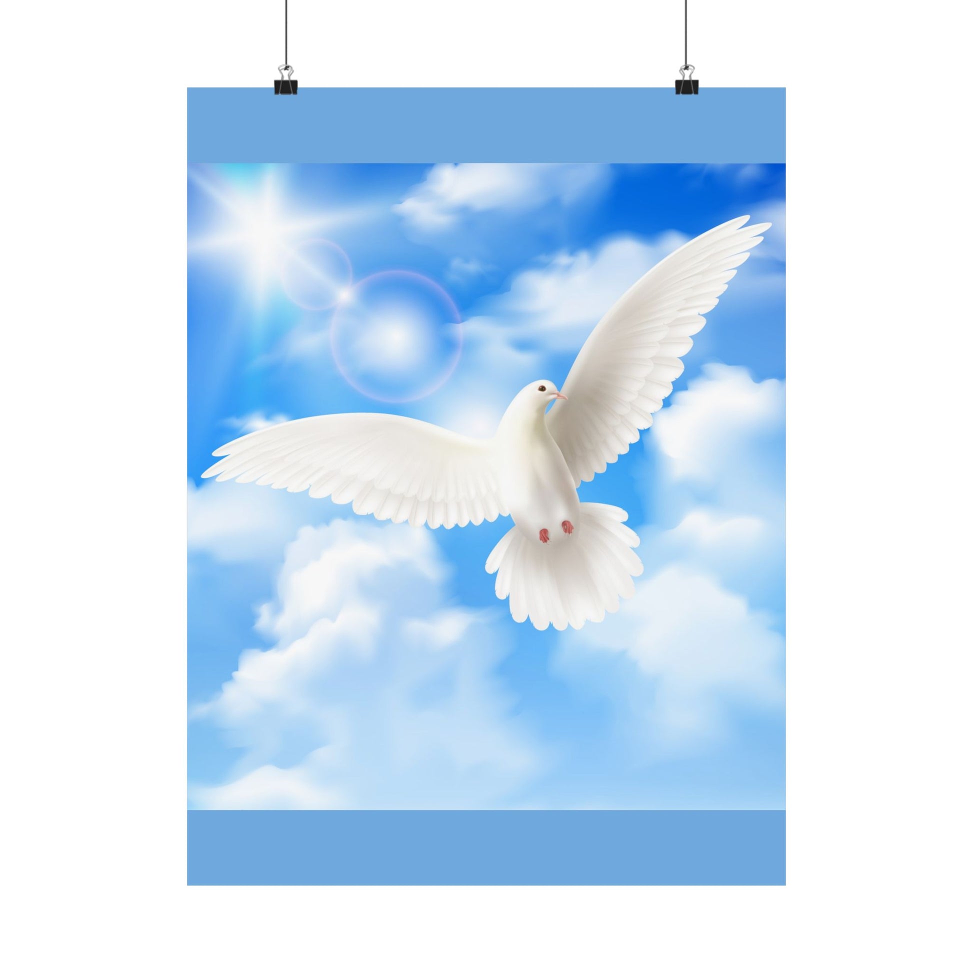 Blue Sky Satin Poster – Inspirational Peace Wall Art by Grace Canvas Shop