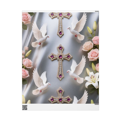 Floral Rose Pattern Wrapping Paper Roll — Elegant Botanical Gift Wrap