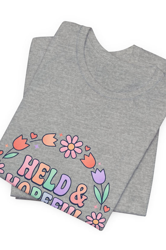 Held & Hopeful in Jesus Tee | Colorful Christian Encouragement, Retro Pastel