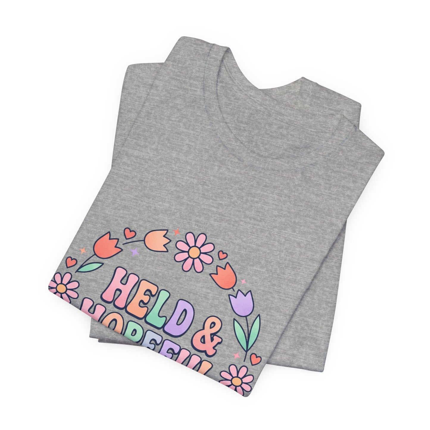 Held & Hopeful in Jesus Tee | Colorful Christian Encouragement, Retro Pastel