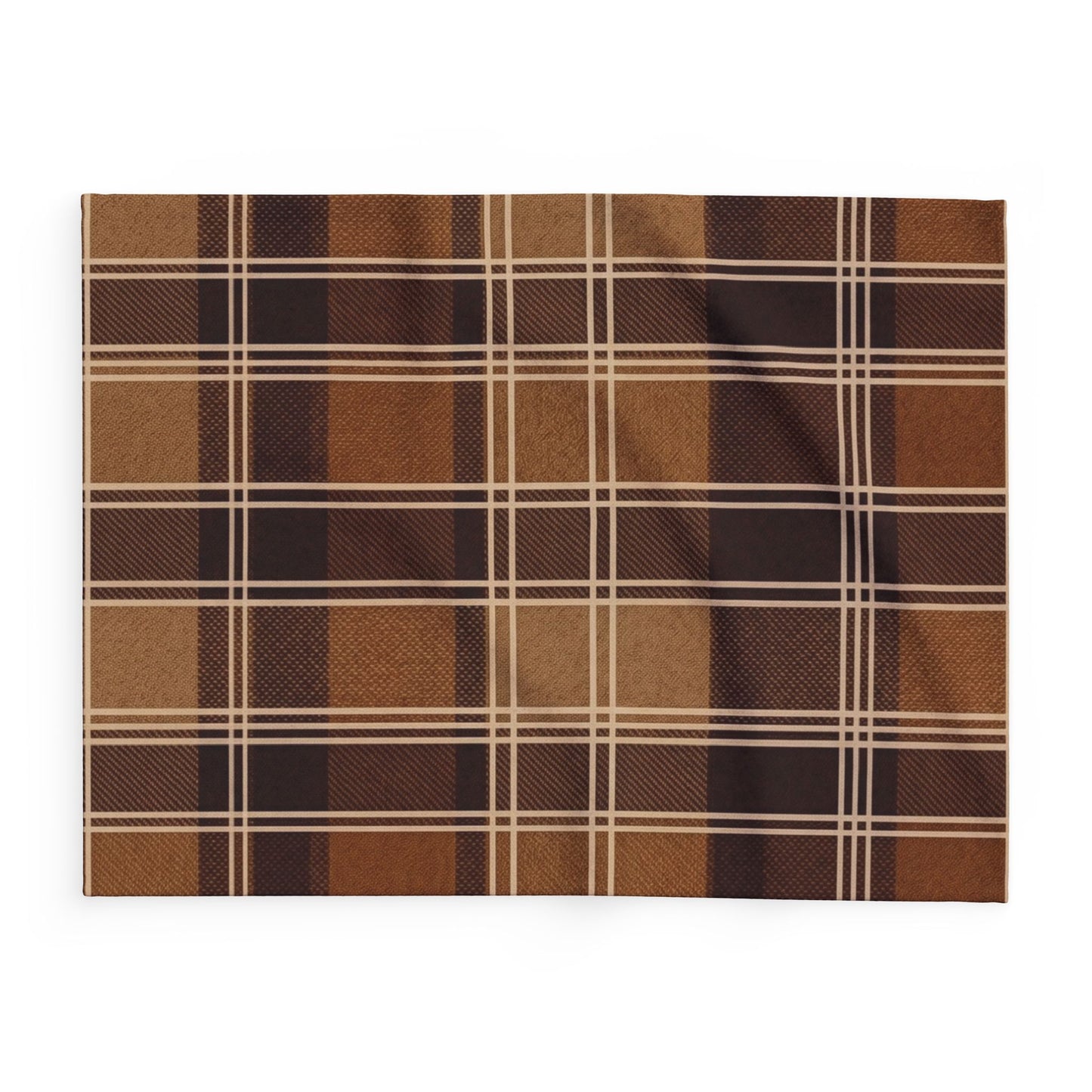 Brown Plaid Fleece Blanket – Cozy Rustic Throw for Cabin, Living Room, Gift