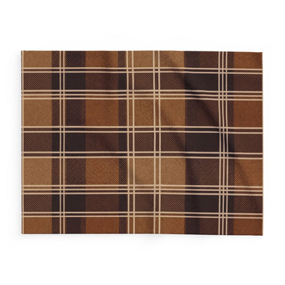 Brown Plaid Fleece Blanket – Cozy Rustic Throw for Cabin, Living Room, Gift