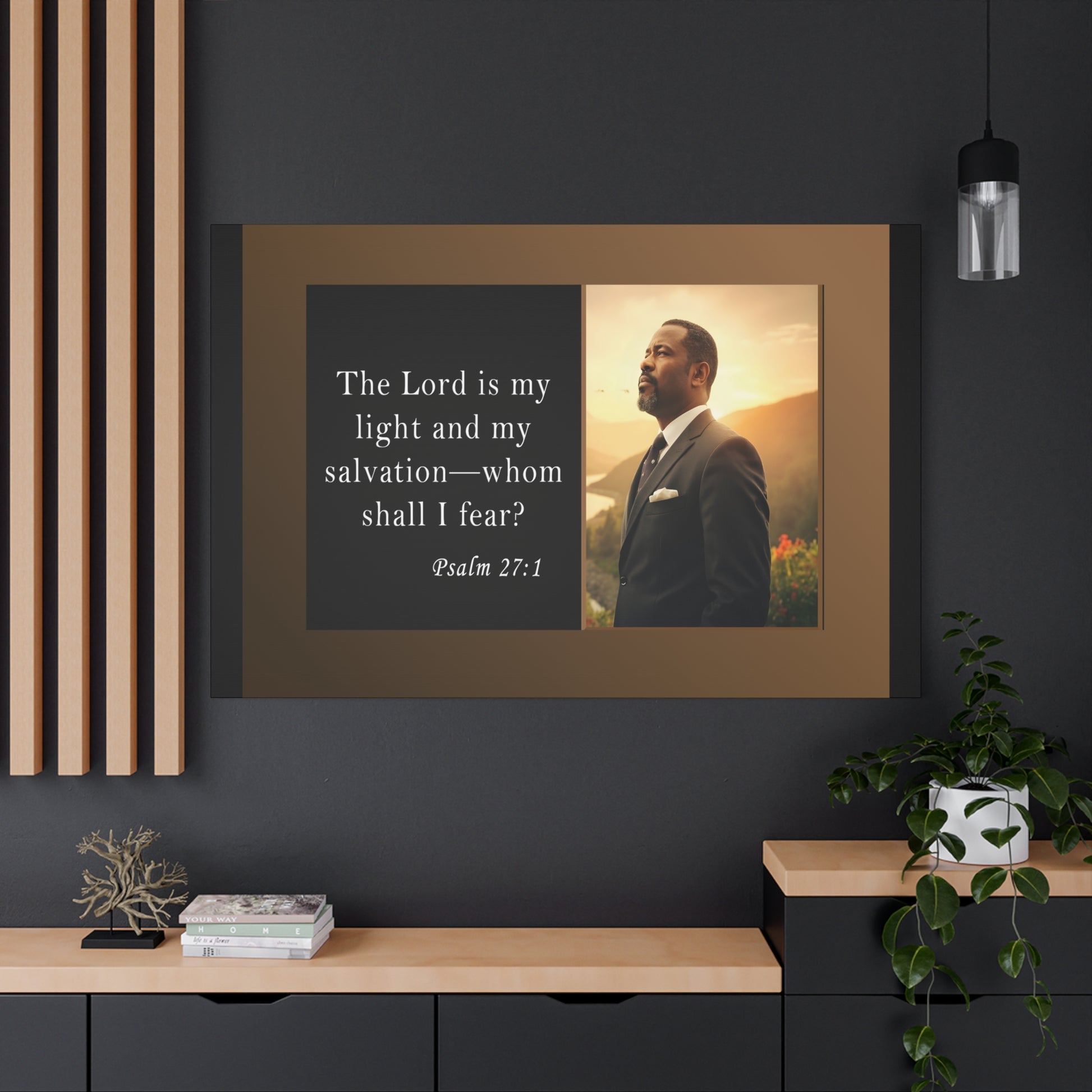Psalm 27:1 Men's Inspirational Canvas Wall Print by Grace Canvas