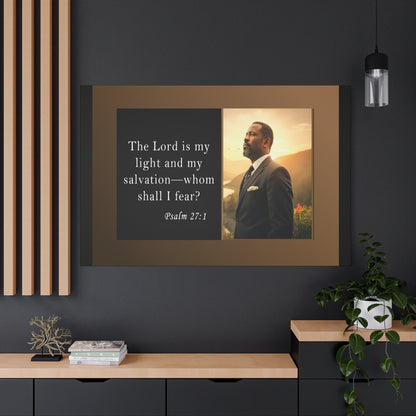 Psalm 27:1 Men's Inspirational Canvas Wall Print by Grace Canvas