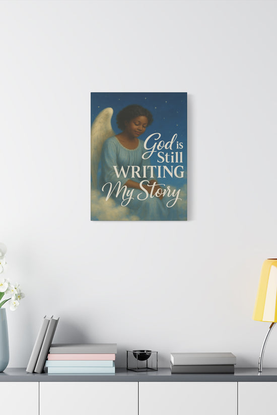 Still Writing My Story Inspirational Canvas Wall Print by Grace Canvas.shop