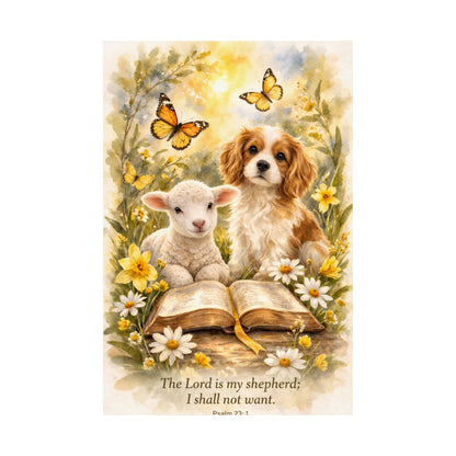 Lamb and Dog Psalm 23:1 Poster