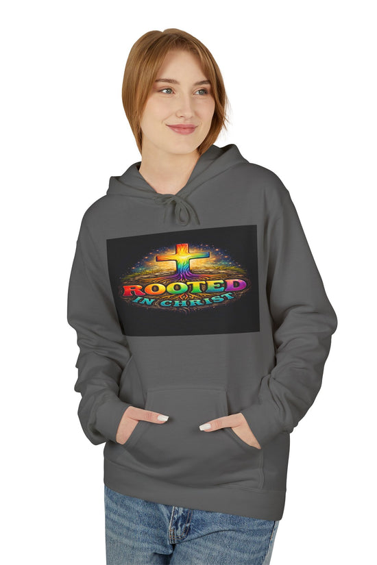 Rooted in Christ Hoodie —Unisex Christian Cross Faith Sweatshirt by Grace Canvas.shop