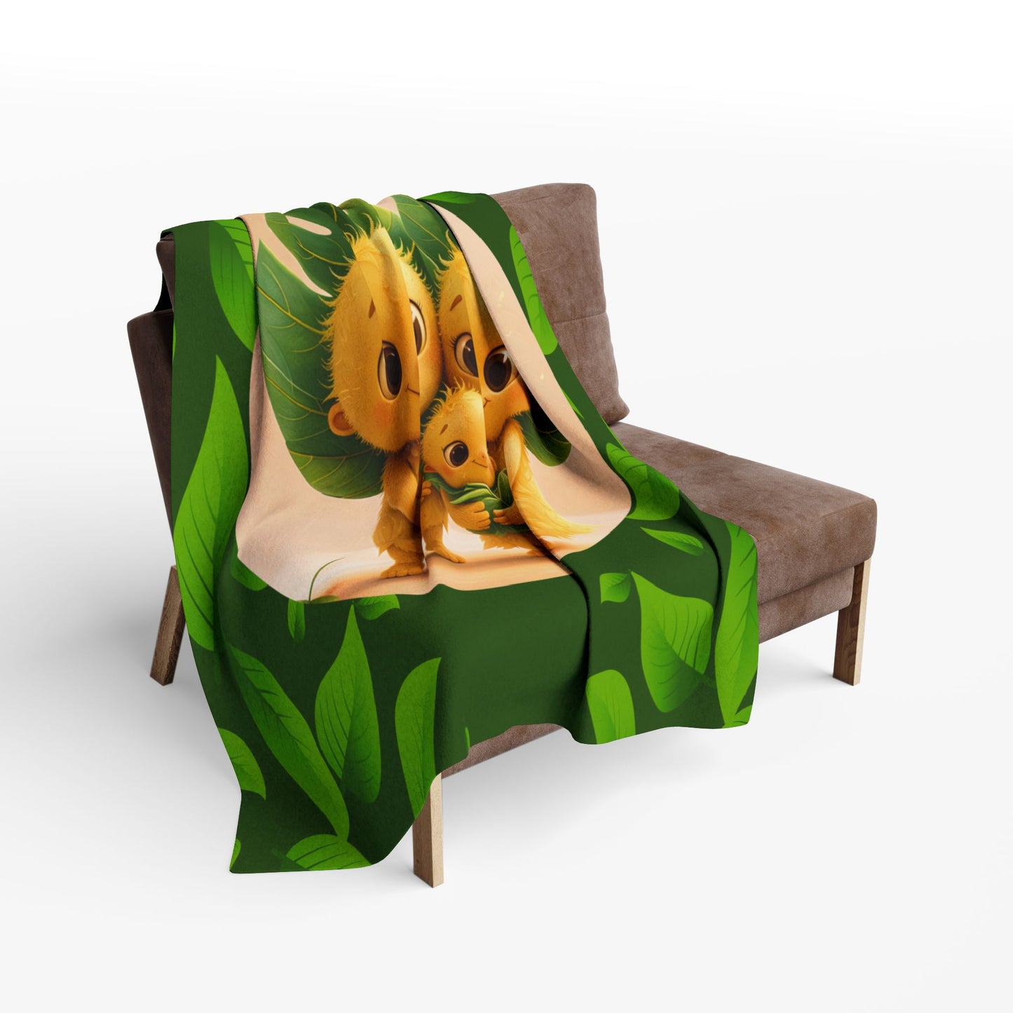 Cute Leaf Sprite Family Fleece Blanket — Cozy Green Nature Throw for Kids & Nursery by Grace Canvas Shop