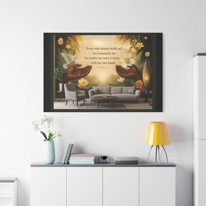 A Wise Woman Proverb 14 Inspirational Canvas Wall Art by Grace Canvas