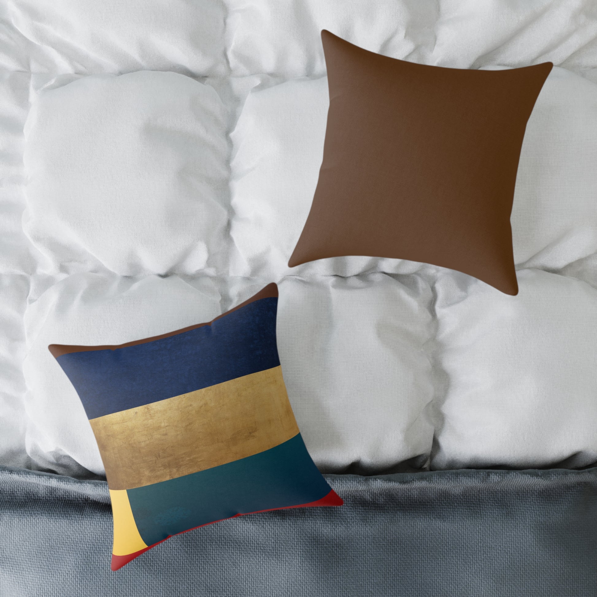 Abstract Color Block Square Pillow — Modern Geometric Decorative Throw Pillow by Grace Canvas Shop
