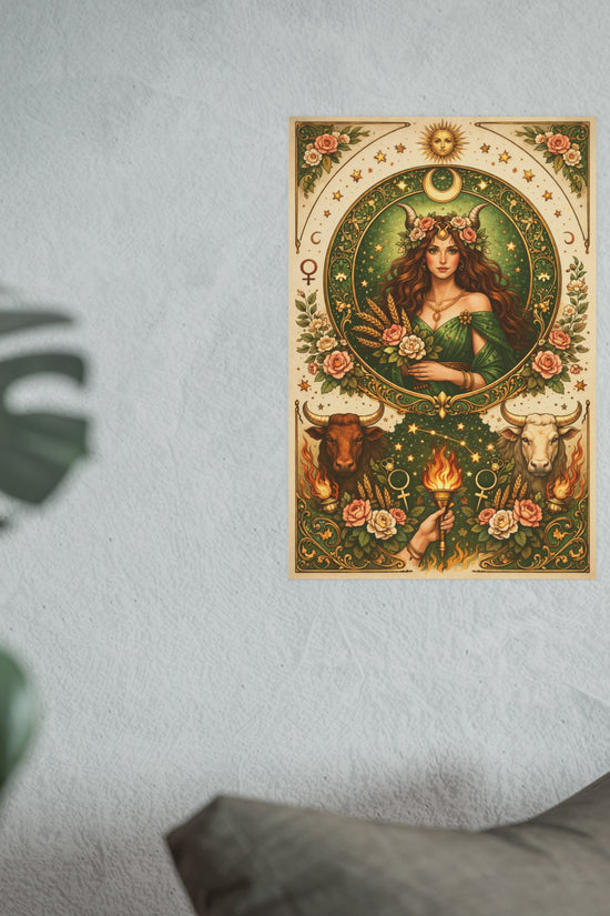 Celestial Taurus Goddess Art Poster by Grace Canvas Shop