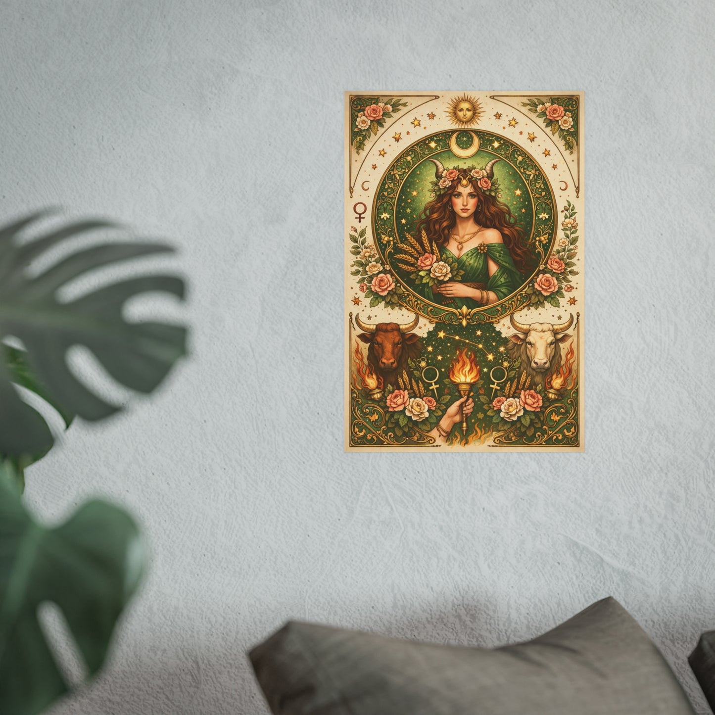 Celestial Taurus Goddess Art Poster by Grace Canvas Shop