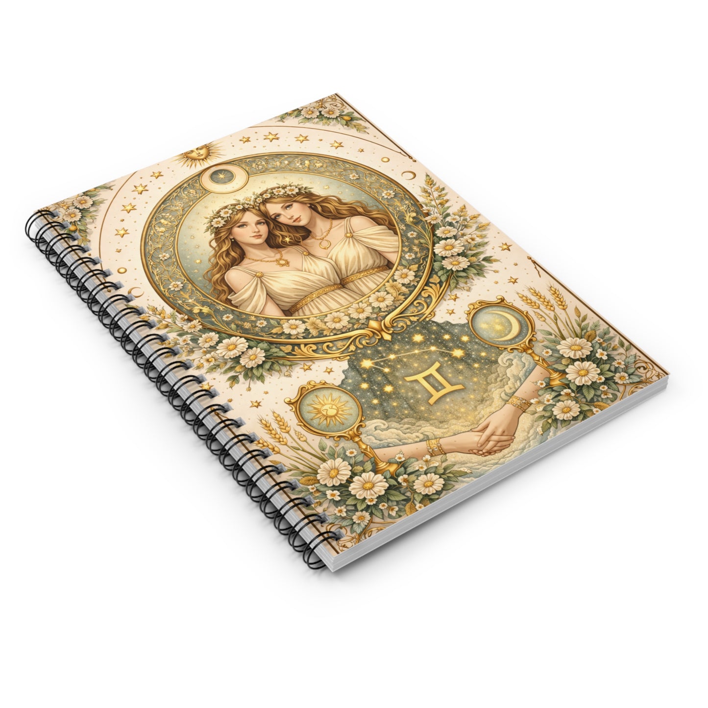 Celestial Gemini Spiral Ruled Journal