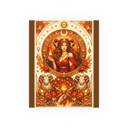Aries Zodiac Art Poster — Fiery Goddess Illustration (Archival Matte)