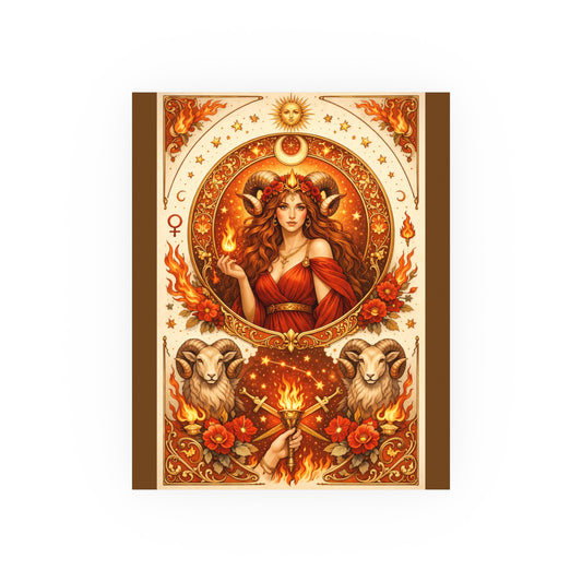 Aries Zodiac Art Poster — Fiery Goddess Illustration (Archival Matte)