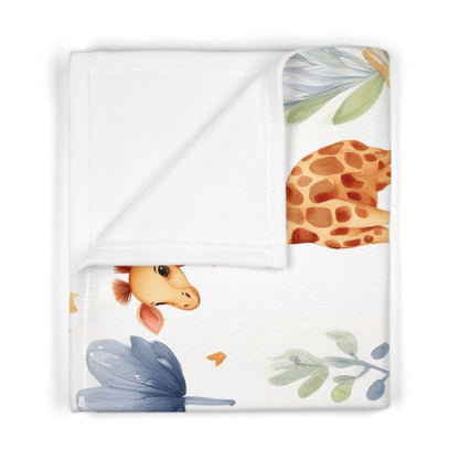 Watercolor Safari Elephants & Giraffes Nursery Throw Baby Fleece Blanket by Grace Canvas Shop