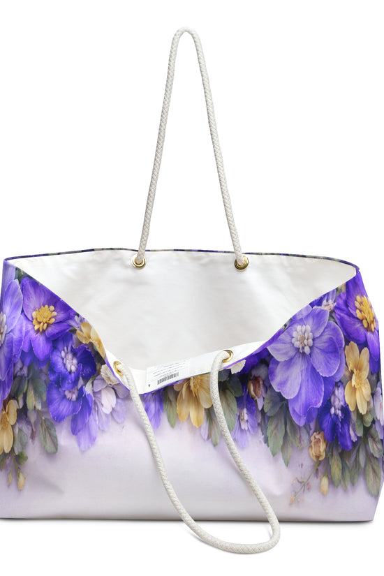 Floral Weekender Bag – Purple & Yellow Watercolor Flower Travel Tote