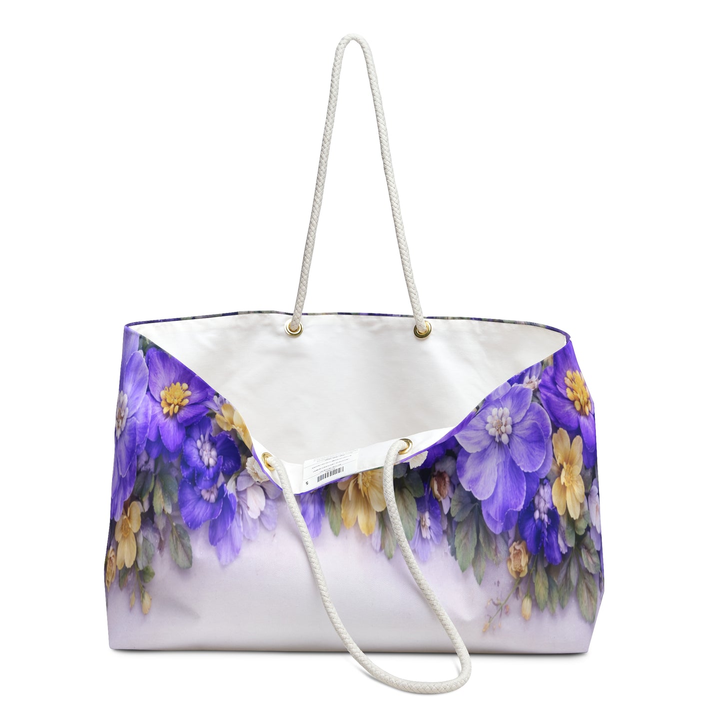 Floral Weekender Bag – Purple & Yellow Watercolor Flower Travel Tote