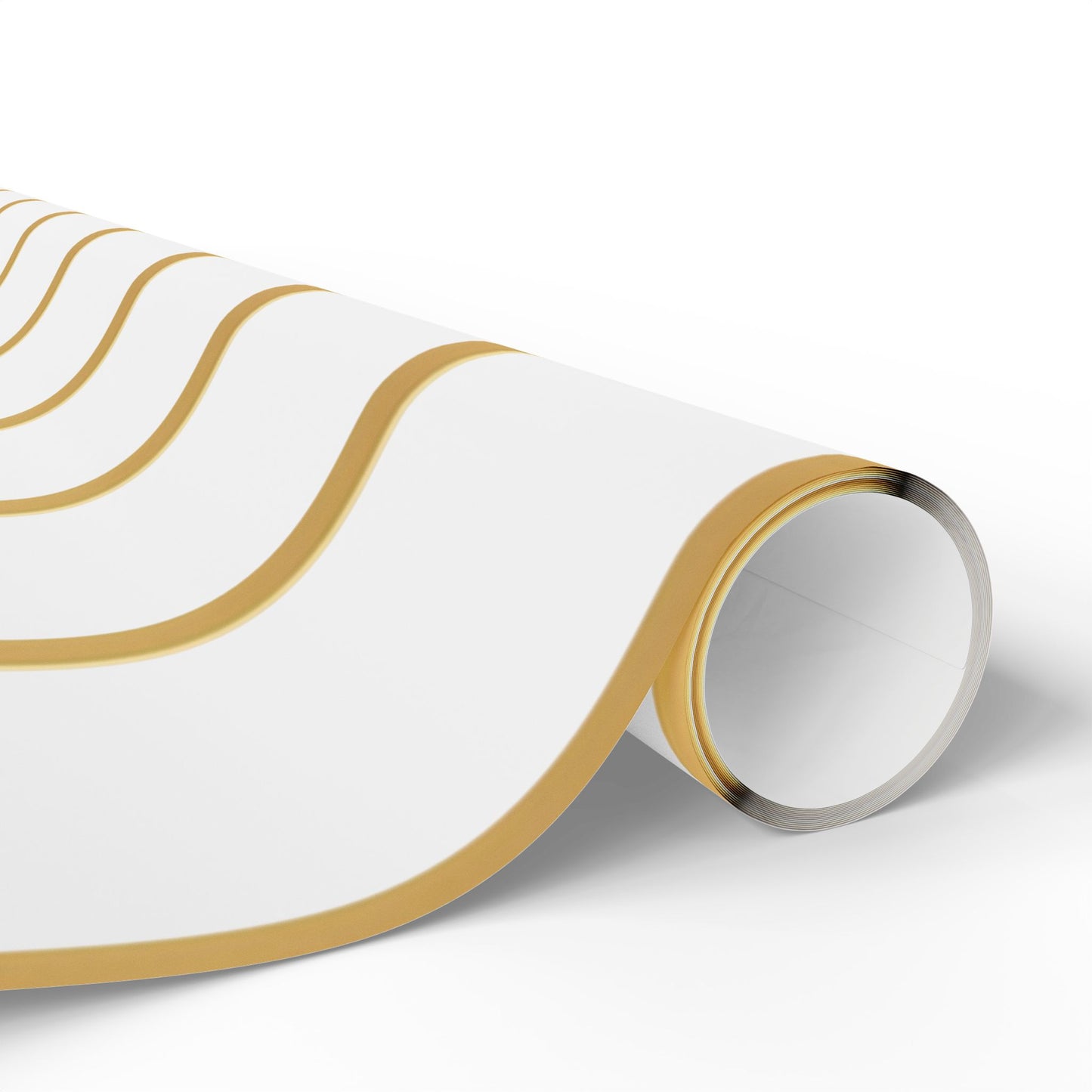Gold Stripe Wrapping Paper Roll — Elegant White & Metallic Gift Wrap for Weddings, Holidays, and Special Occasions