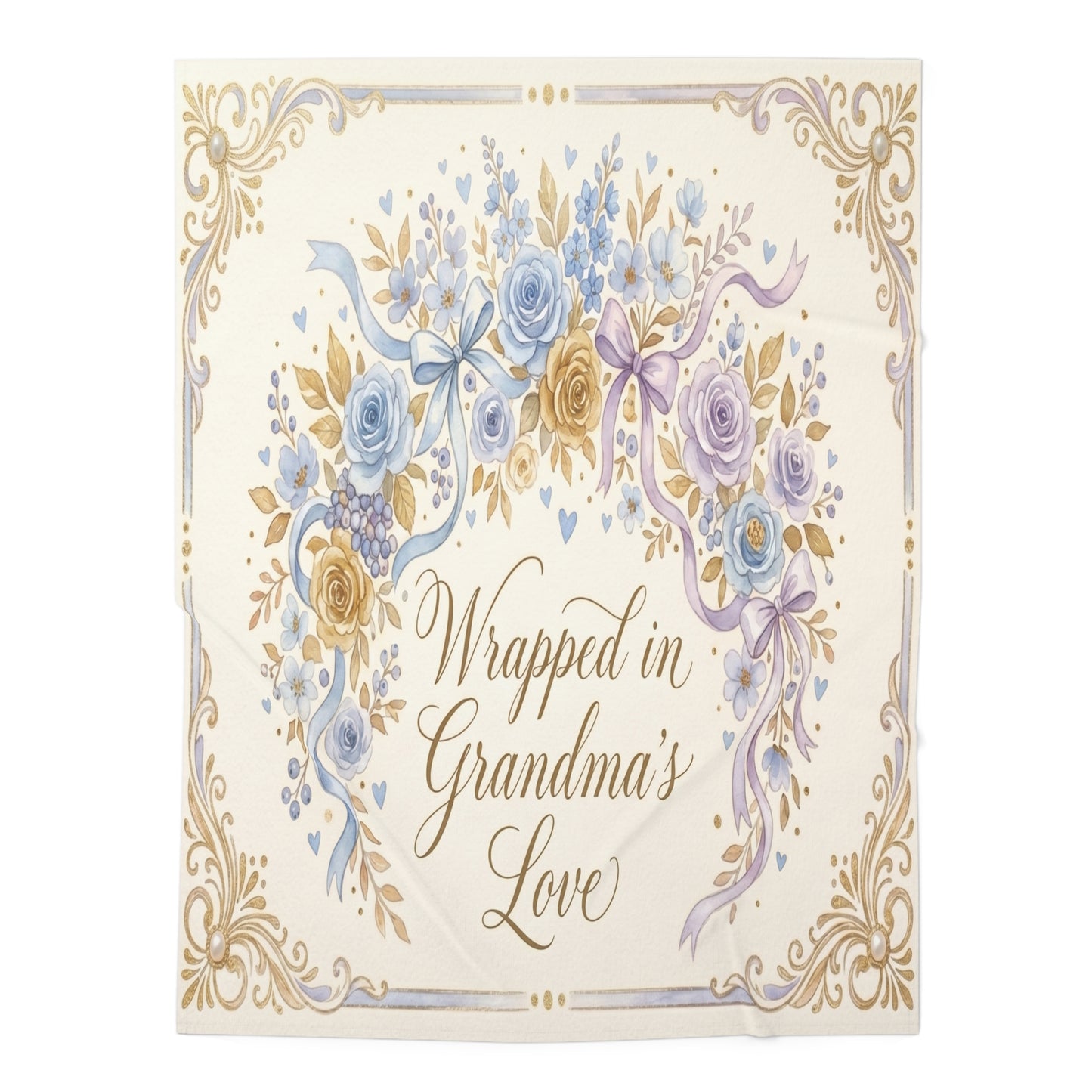 Wrapped in Grandma’s Love Baby Swaddle Blanket — Floral Keepsake Newborn Gift