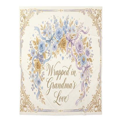 Wrapped in Grandma’s Love Baby Swaddle Blanket — Floral Keepsake Newborn Gift