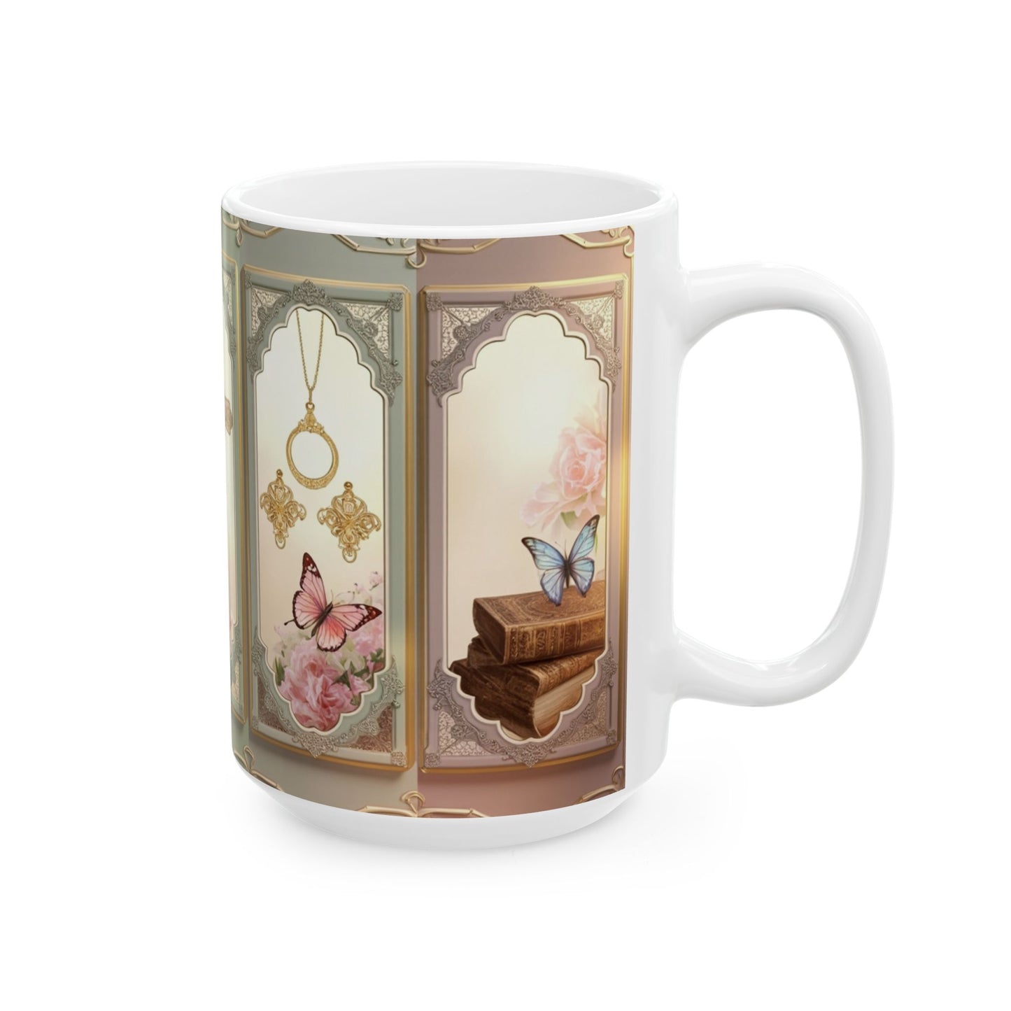 Church Windows Floral Cross Ceramic Mug