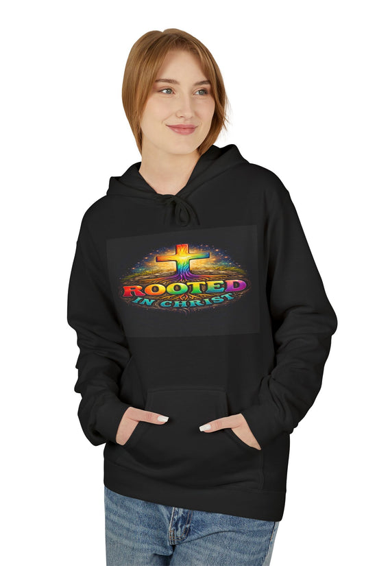 Rooted in Christ Hoodie —Unisex Christian Cross Faith Sweatshirt by Grace Canvas.shop