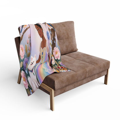 Princess & Pomeranian Fleece Blanket Cozy Throw