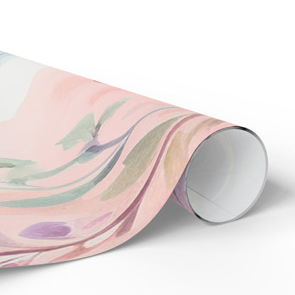 Pastel Bird Floral Wrapping Paper — Watercolor Birds Gift Wrap for Baby Showers & Spring Occasions