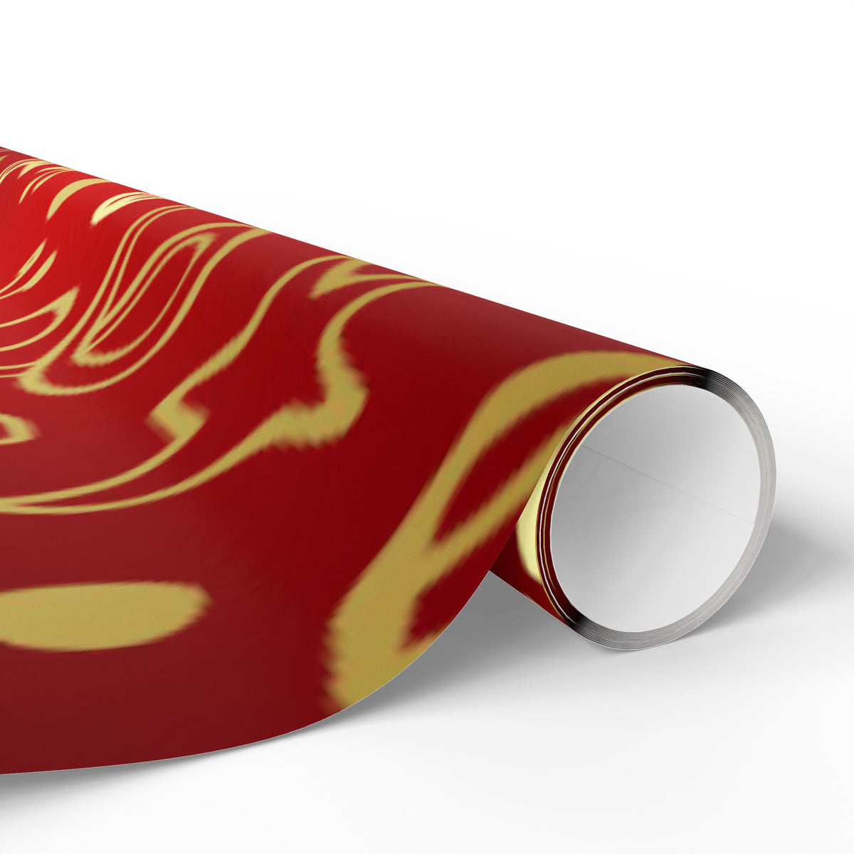 Festive Red & Gold Holiday Wrapping Paper Roll — Elegant Star and Swirl Gift Wrap