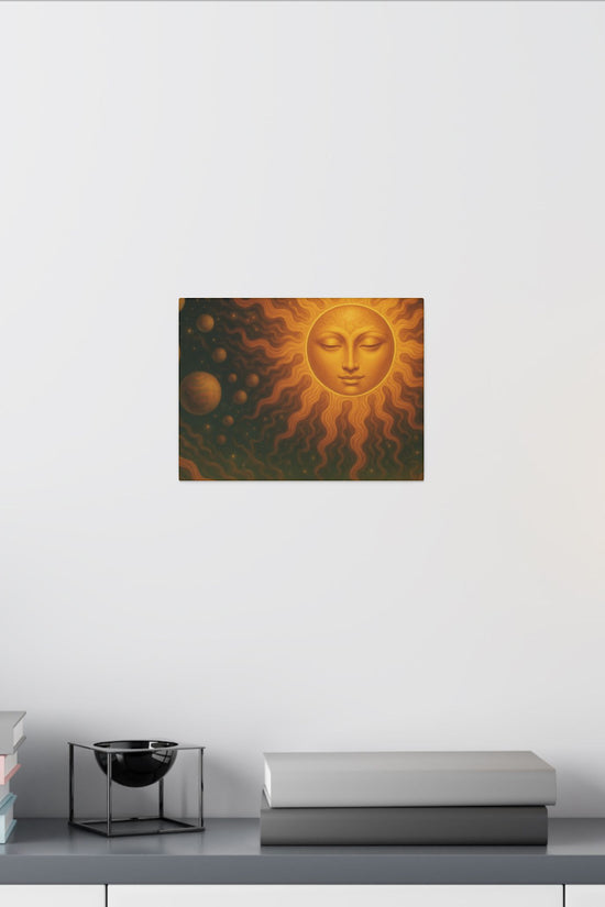 Golden Sun Face Canvas Art — Mystical Solar Wall Decor by Grace Canvas Shop