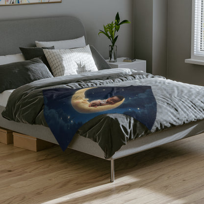Baby Girl Moon Blanket Soft Velveteen Microfiber Nursery Throw