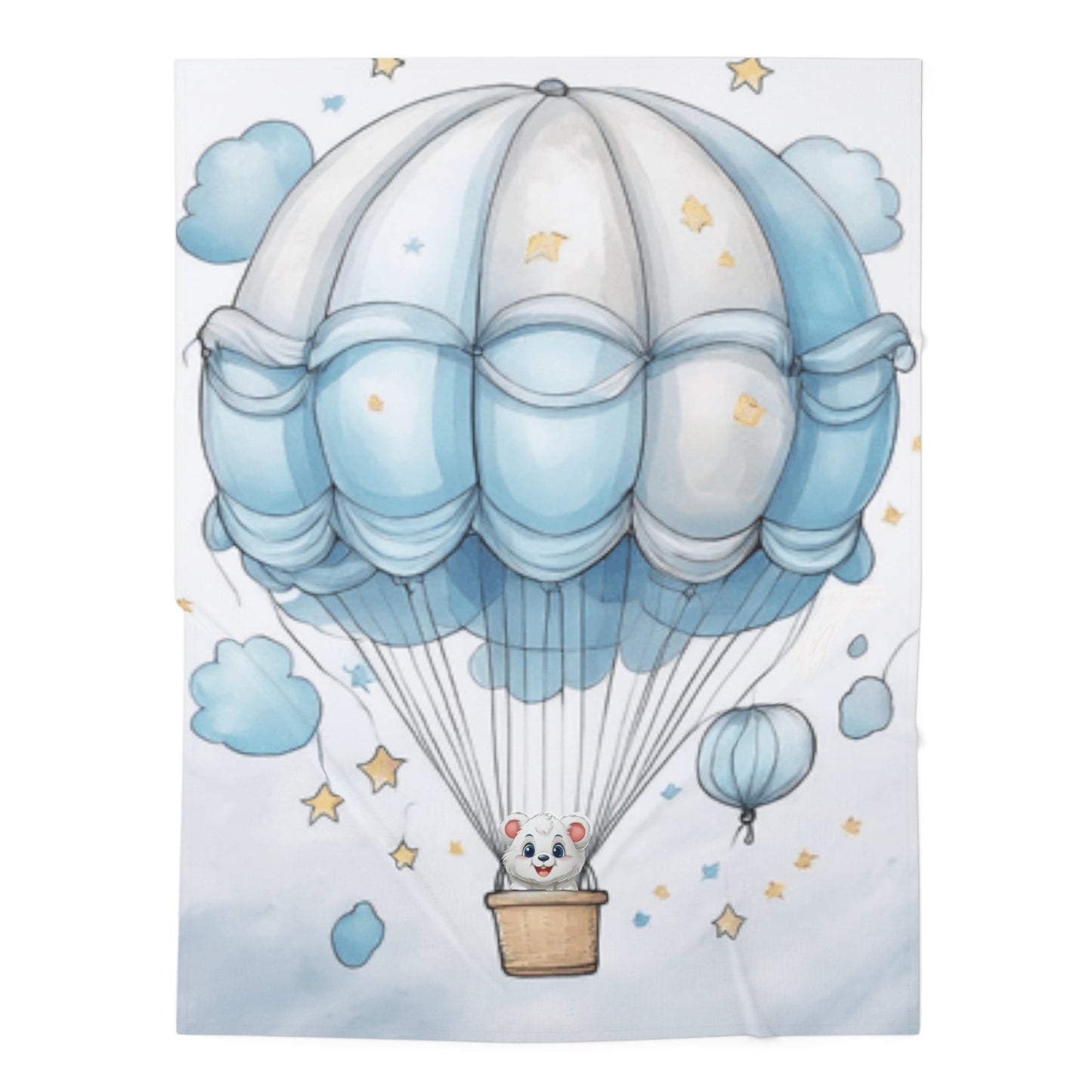 Hot Air Balloon Baby Swaddle Blanket – Blue Cloud Nursery Wrap by Grace Canvas Shop