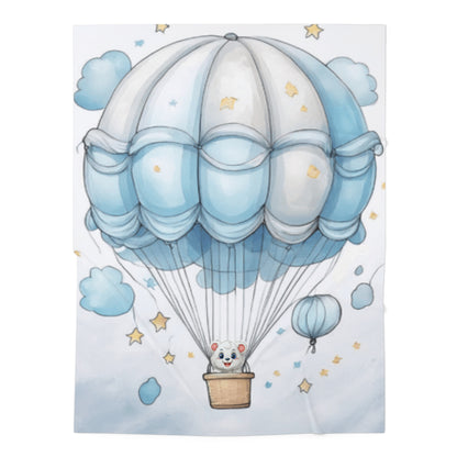 Hot Air Balloon Baby Swaddle Blanket – Blue Cloud Nursery Wrap by Grace Canvas Shop