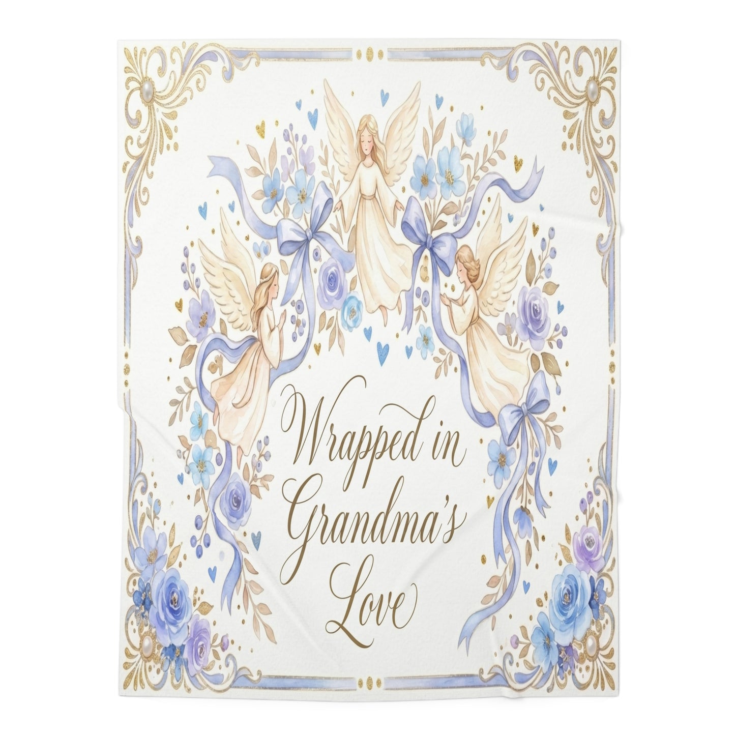 Wrapped in Grandma's Love Blue Angelic Floral Keepsake (Newborn Gift)
