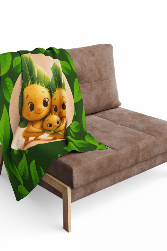 Leaf Family Fleece Blanket — Cute Forest Creature Plush Throw for Kids & Nursery by Grace Canvas Shop