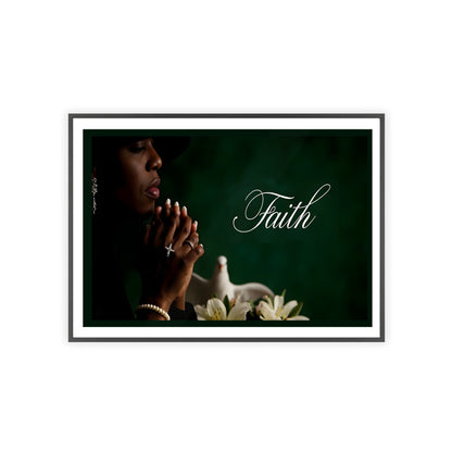 Faith Prayer Wall Poster with Wooden Frame — Inspirational Religious Home Decor