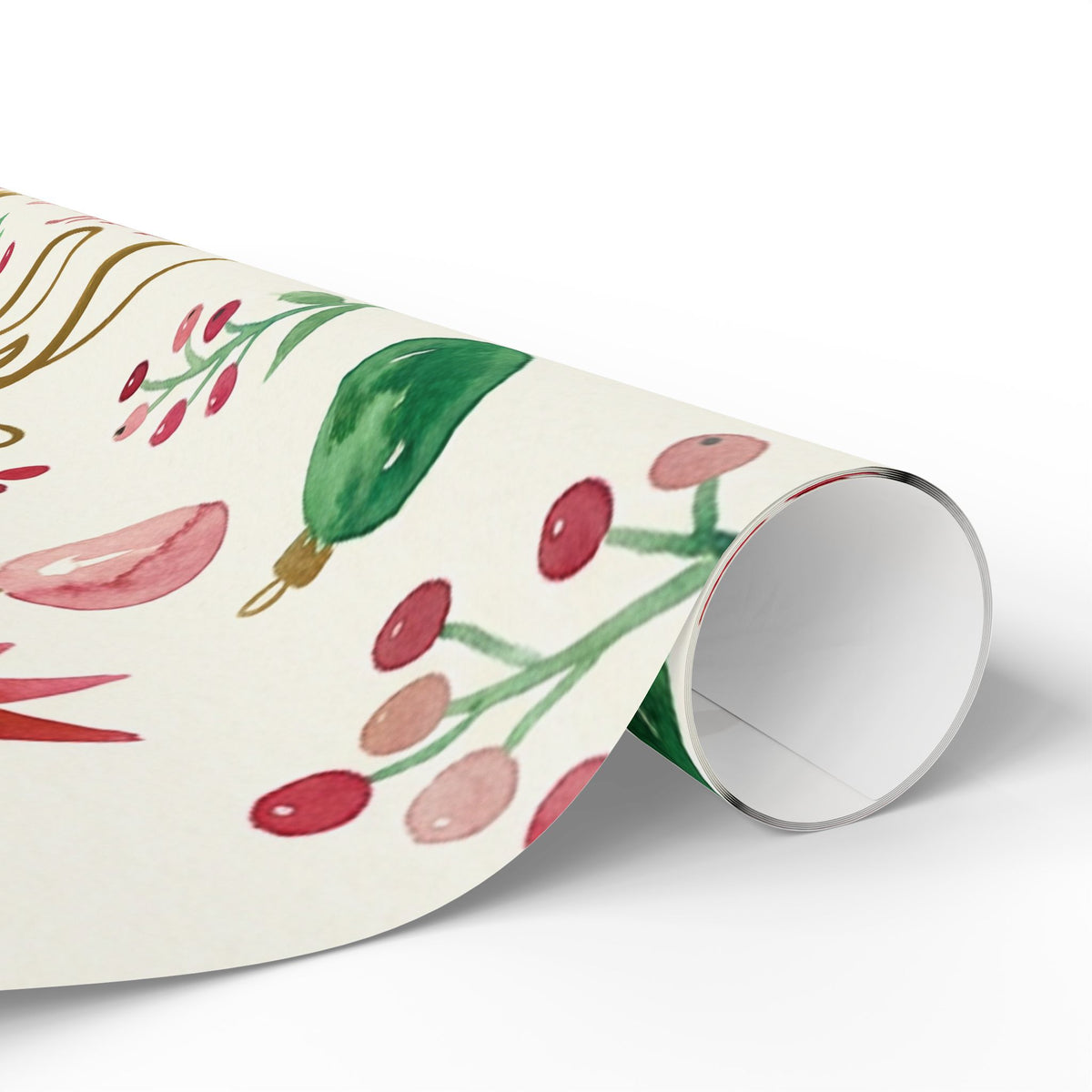 Joy to the World Christmas Wrapping Paper — Festive Watercolor Ornaments & Pine