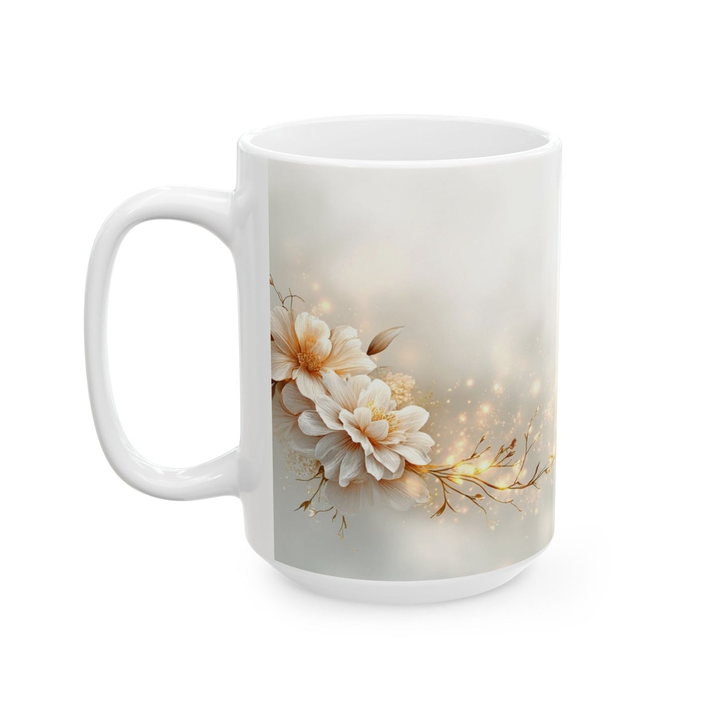 Winter Flowers Ceramic Mug Elegant Tea Coffee Cup