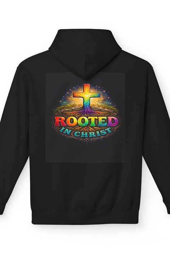 Rooted in Christ Hoodie —Unisex Christian Cross Faith Sweatshirt by Grace Canvas.shop