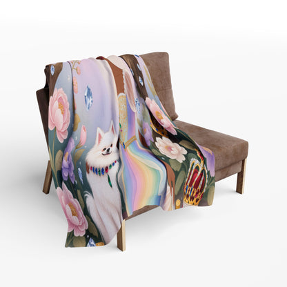 Princess & Pomeranian Fleece Blanket Cozy Throw