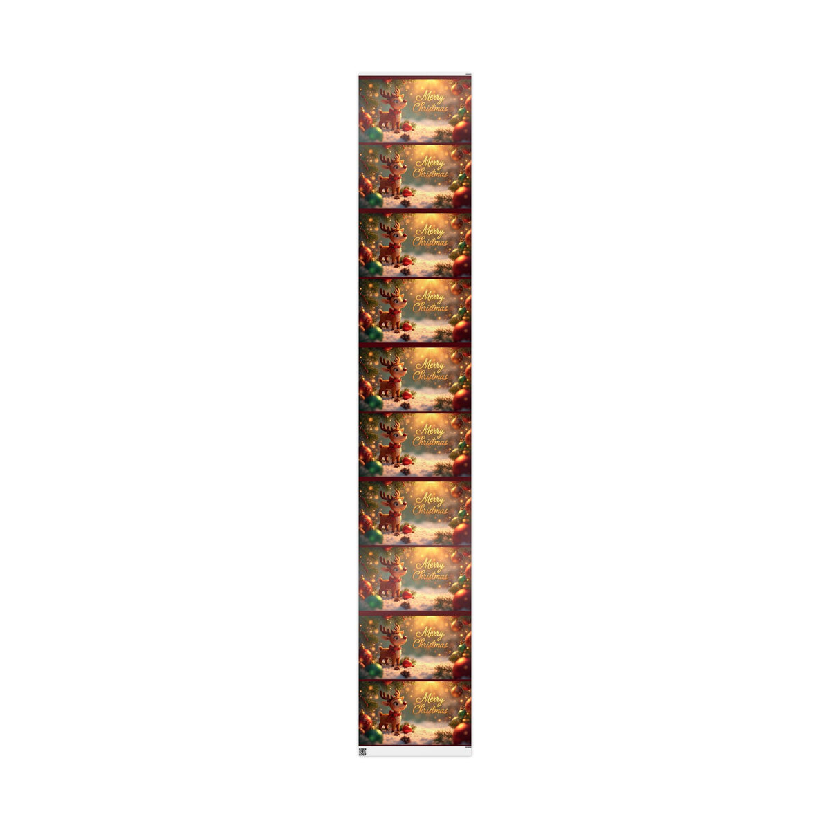 Christmas Reindeer Wrapping Paper Roll — Festive Holiday Gift Wrap with Cute Reindeer & Wreaths